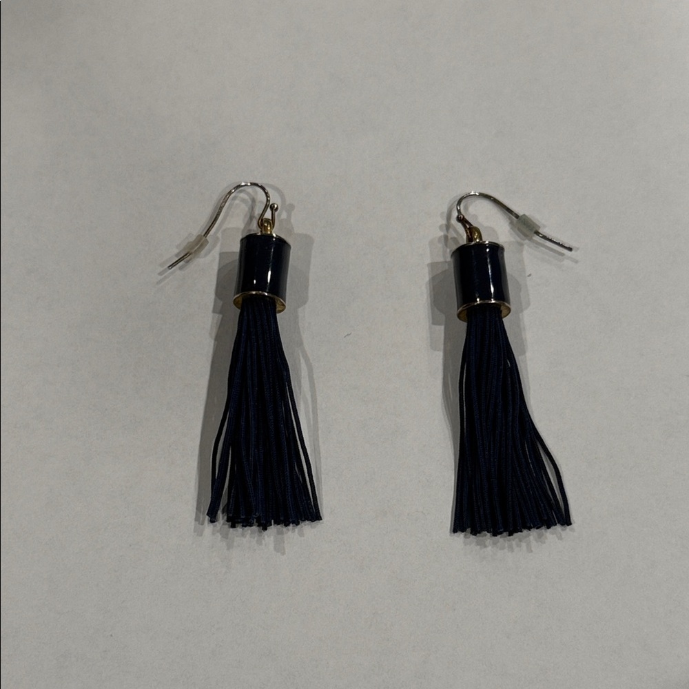 Elegant Navy Tassel Earrings